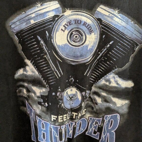 Harley Davidson Motorcycle Tee "Feel the thunder" Used XL 1995 - Picture 7 of 8